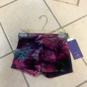 Childs Size Large (12-14) Tie Dye Athletic Cheer Gymnastic Bike Style Shorts NWT